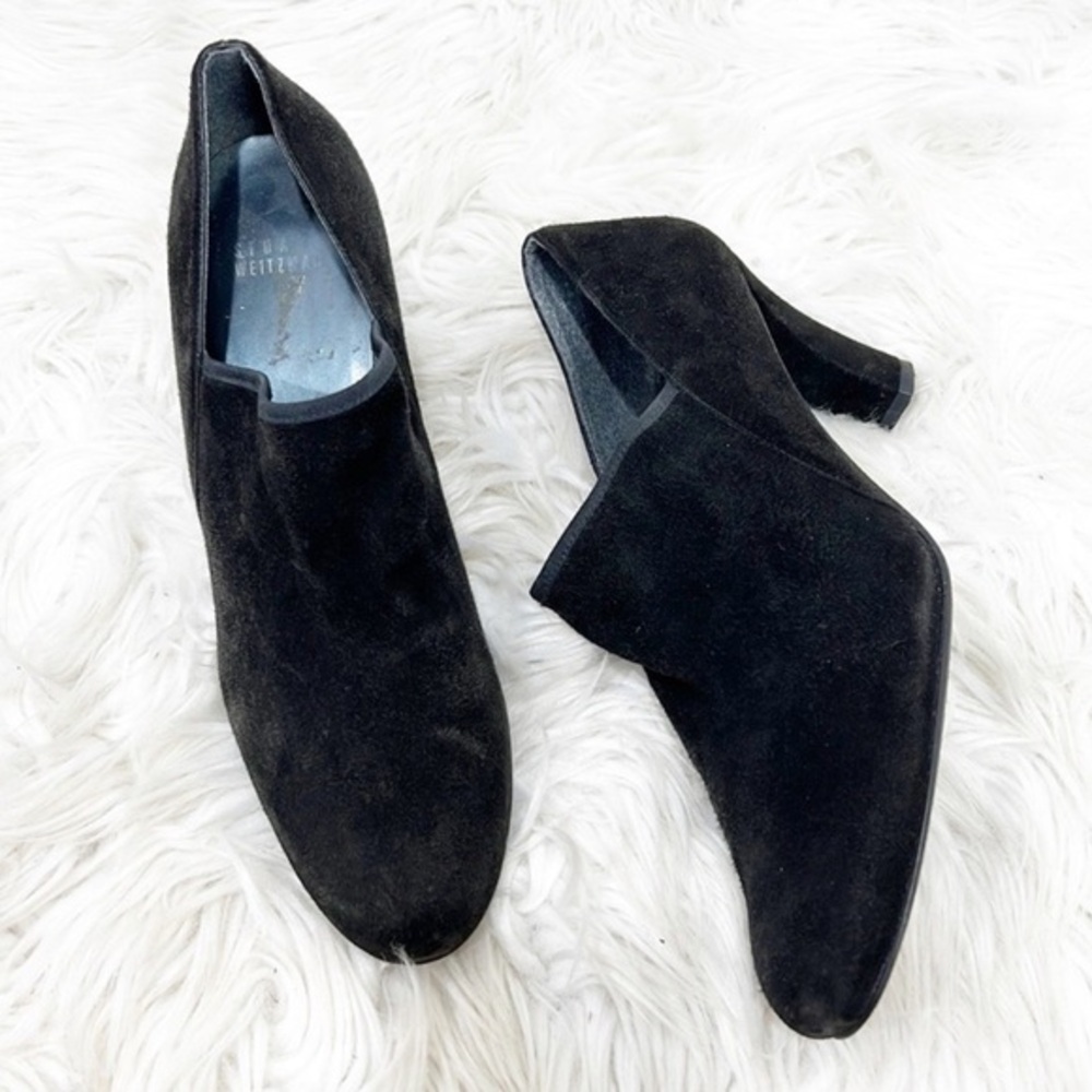 Stuart Weitzman Black Suede Ankle Booties 10